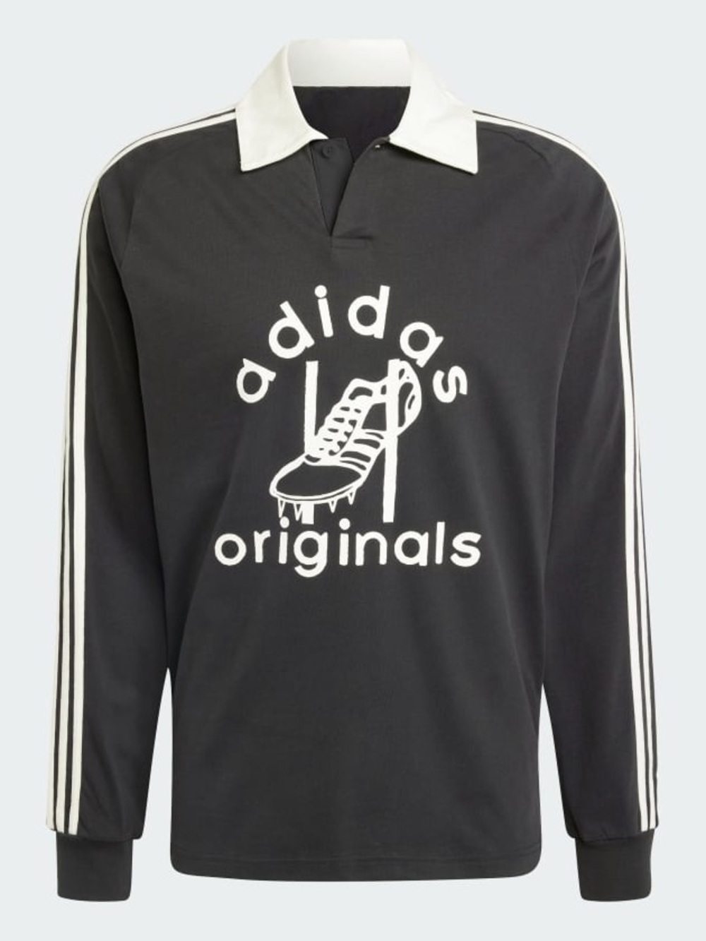 Adidas Black Rugby Long Sleeve Polo Shirt size M